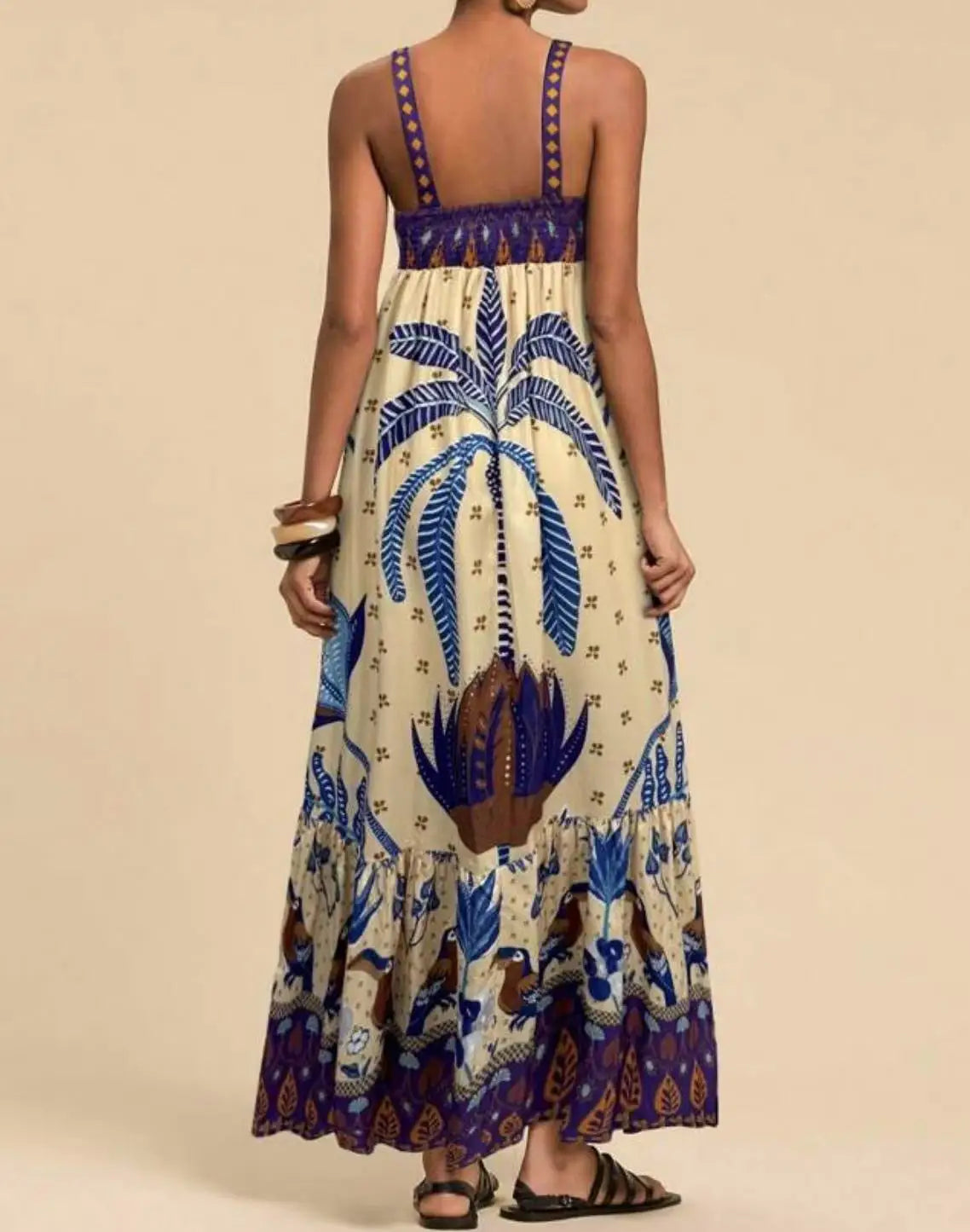 Women's New Arrival Leisure Fashion Print Dresses Summer Elegant Holiday Spaghetti Strap Dress Vacation Party Female Clothing