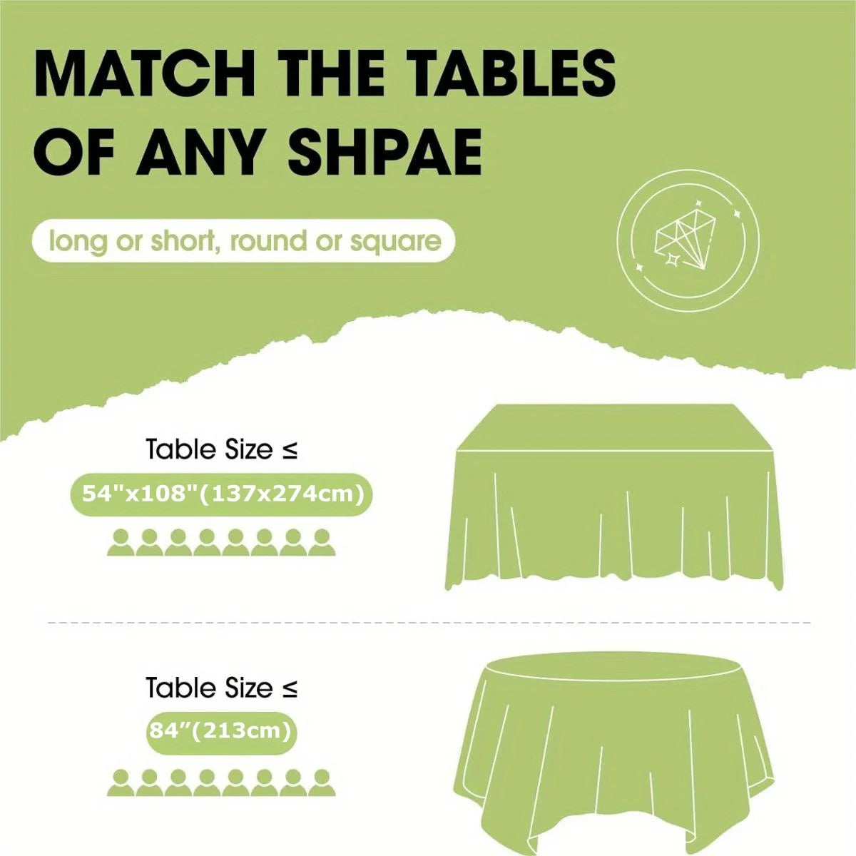 Disposable Table Cloth for Retangle Table Decorative Plastic Tablecloth for Parties Picnics Camping Waterproof Stain-Resistant
