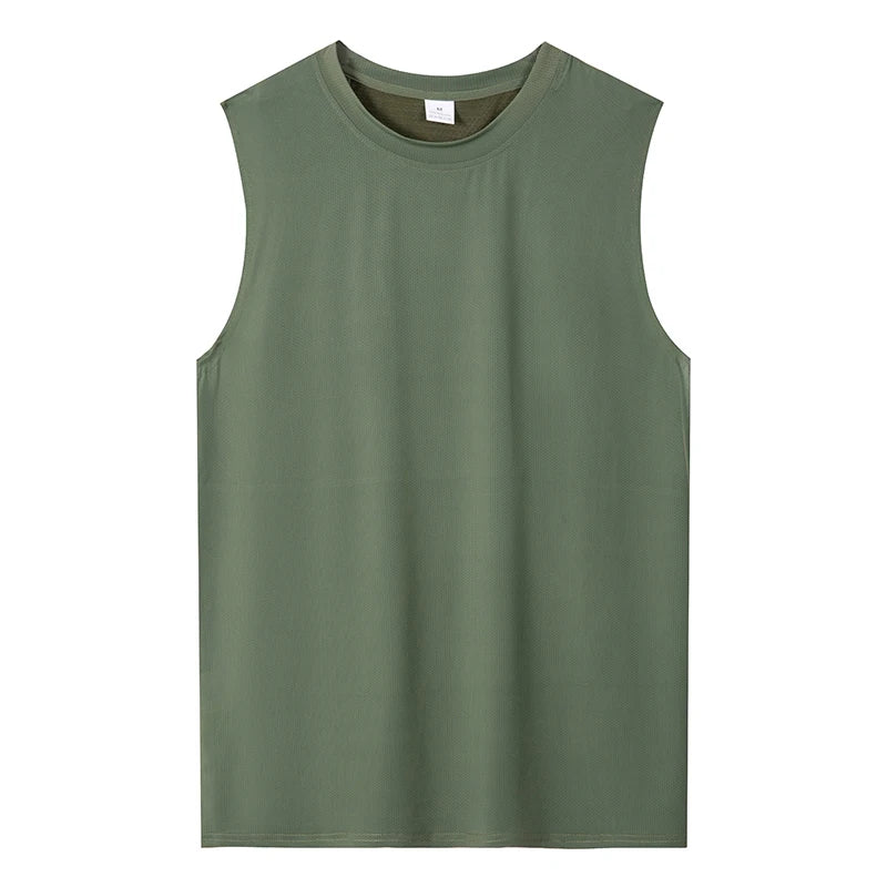 Men's Vest Black Breathable Quick-Drying Polyester Fiber Sports Sleeveless Vest Suitable for Gym Running and Training Casual