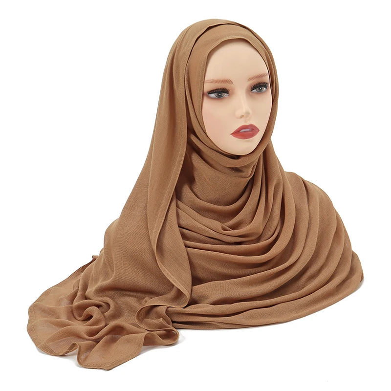 Hijabs musulmanes para mujer, pañuelos finos lisos, chales para mujer musulmana, pañuelo suave de viscosa y rayón, turbante islámico, diadema de 200x85cm