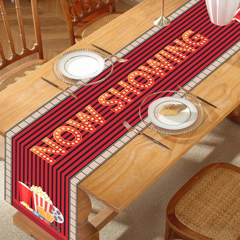 Camino de Mesa para Noche de Cine de 12 X 72 Pulgadas, Estampado de Tira de Película, Decoración de Carrete de Cine, Decoraciones de Manteles Temáticos de Cine