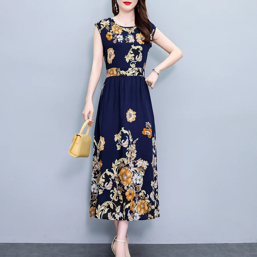 New Fashion  Summer Print Women Short Sleeve Cotton Plus Size Women Clothing Dress Ladies Large Size Vestidos dresses