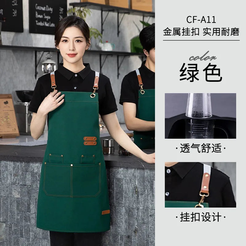 Tablier de cuisine en toile à double épaule imperméable et résistant à l'huile