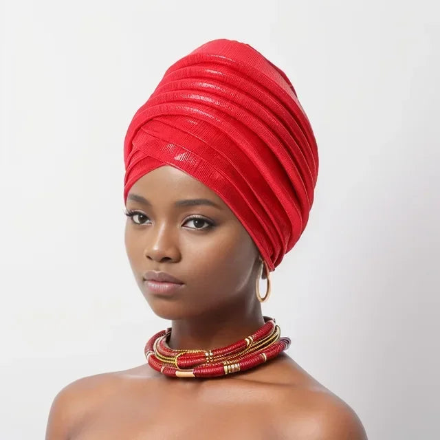 Gorro turbante africano para mujer, envolturas de cabeza nigerianas, pañuelo automático Gele ya hecho, tocado musulmán, tocado para fiesta