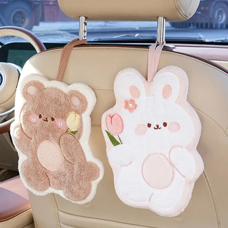 1pc Hand Towel Hanging Cartoon Square Scarf Thick Absorbent Towel Coral Velvet Cute Tong Hand Towel