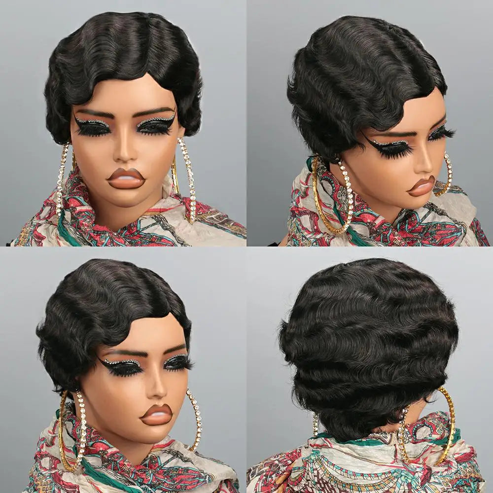 Peluca Pixie con Ondas al Agua