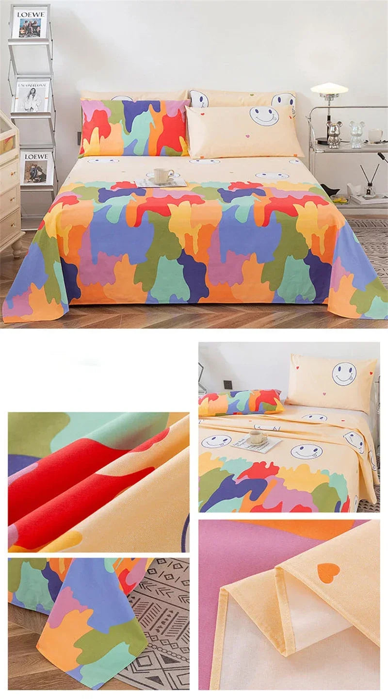 Soft 100% Cotton Coarse Cloth Bed Sheet Thick Sleep Naked Single Double Bedsheet Comfortable Durable Breathable Bed Sheets Queen