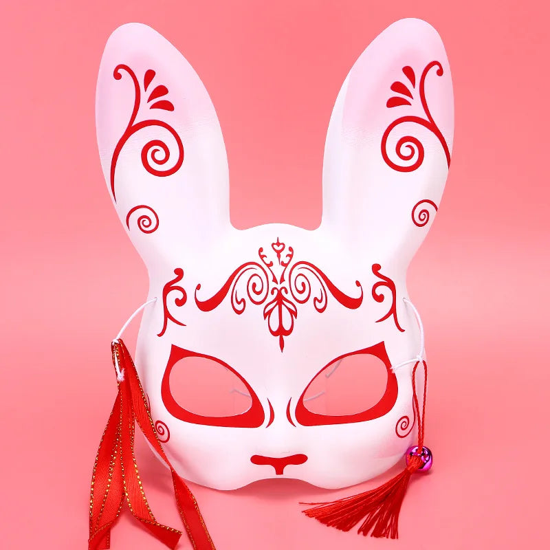 Rabbit Mask Japanese Style Half Face Masks Foxes Bunny Cosplay Props Masquerade Halloween Party Anime Mask for Women Men