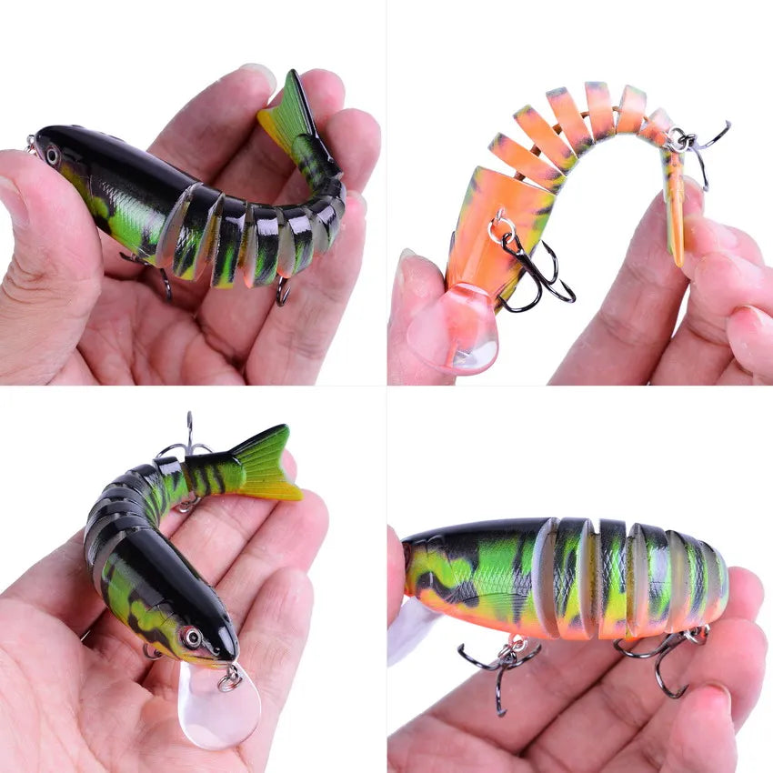 1pcs/Winter fishing gear Bionic Multi-section Swim hard bait  Artificial Wobbler Trolling pike carp crank lure