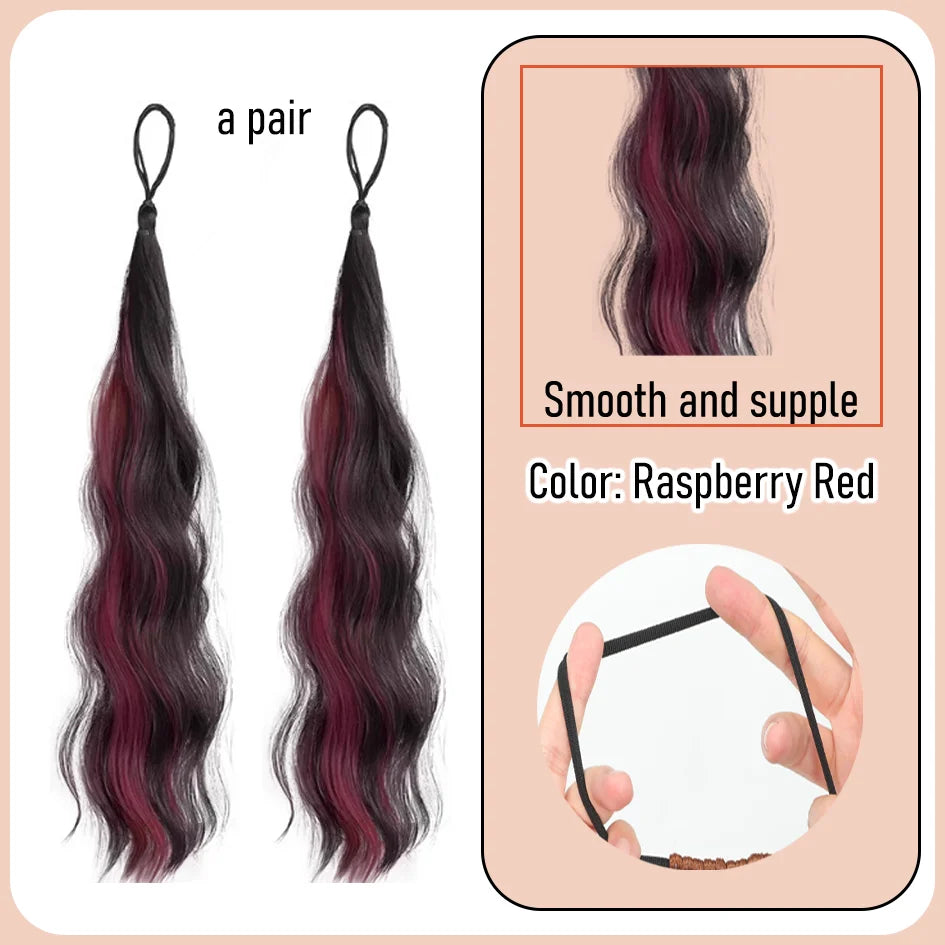 Synthetic 18 inch wig braid, children's self winding colorful ponytail, dopamine dye, meatball hair loop, ponytail braid, divine