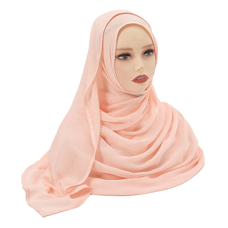 Hijabs musulmanes para mujer, pañuelos finos lisos, chales para mujer musulmana, pañuelo suave de viscosa y rayón, turbante islámico, diadema de 200x85cm
