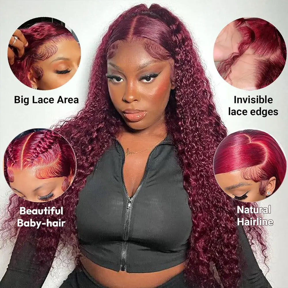 Burgundy Deep Wave Wig