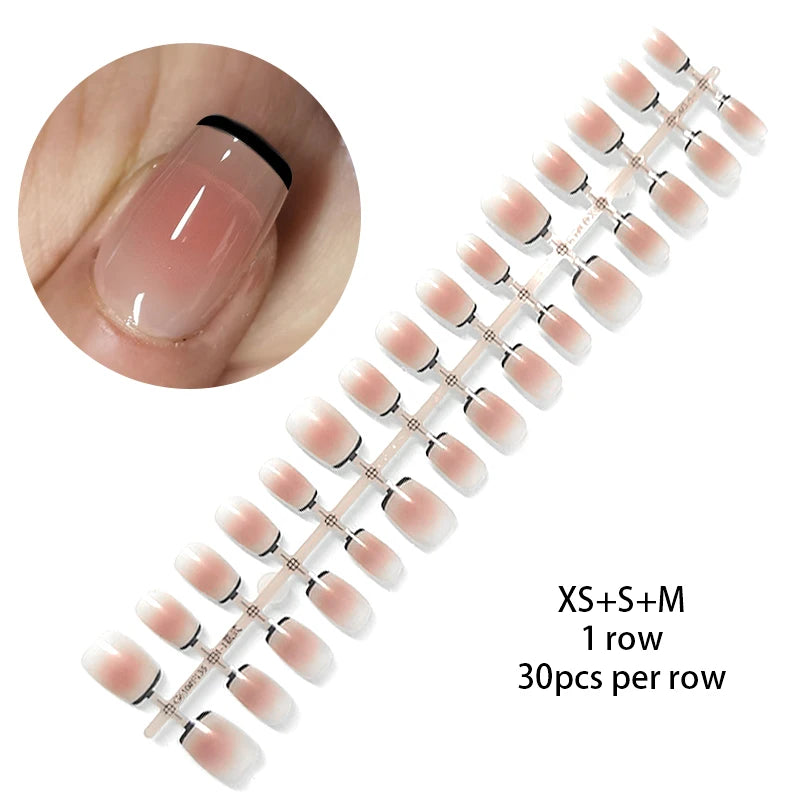 30 stk. gradient kunstnegler fransk blush nude negler vanntett kunstige negler medium kiste kunstnegler fingernegler presse-on negler tupper manikyr