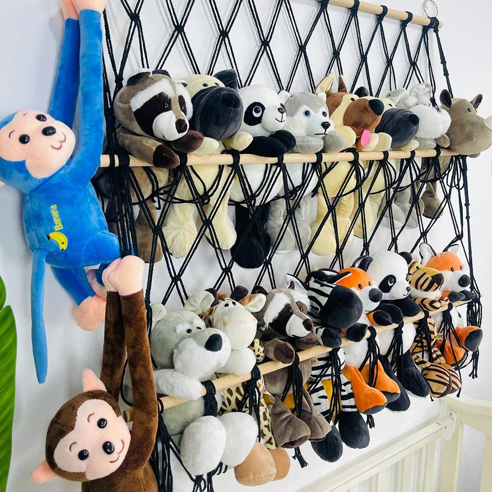 Stuffed Animal Storage Hammock Stuffed Animal Net With Hanging Hooks Hanging Toy Organizer For Children's Room Nursery