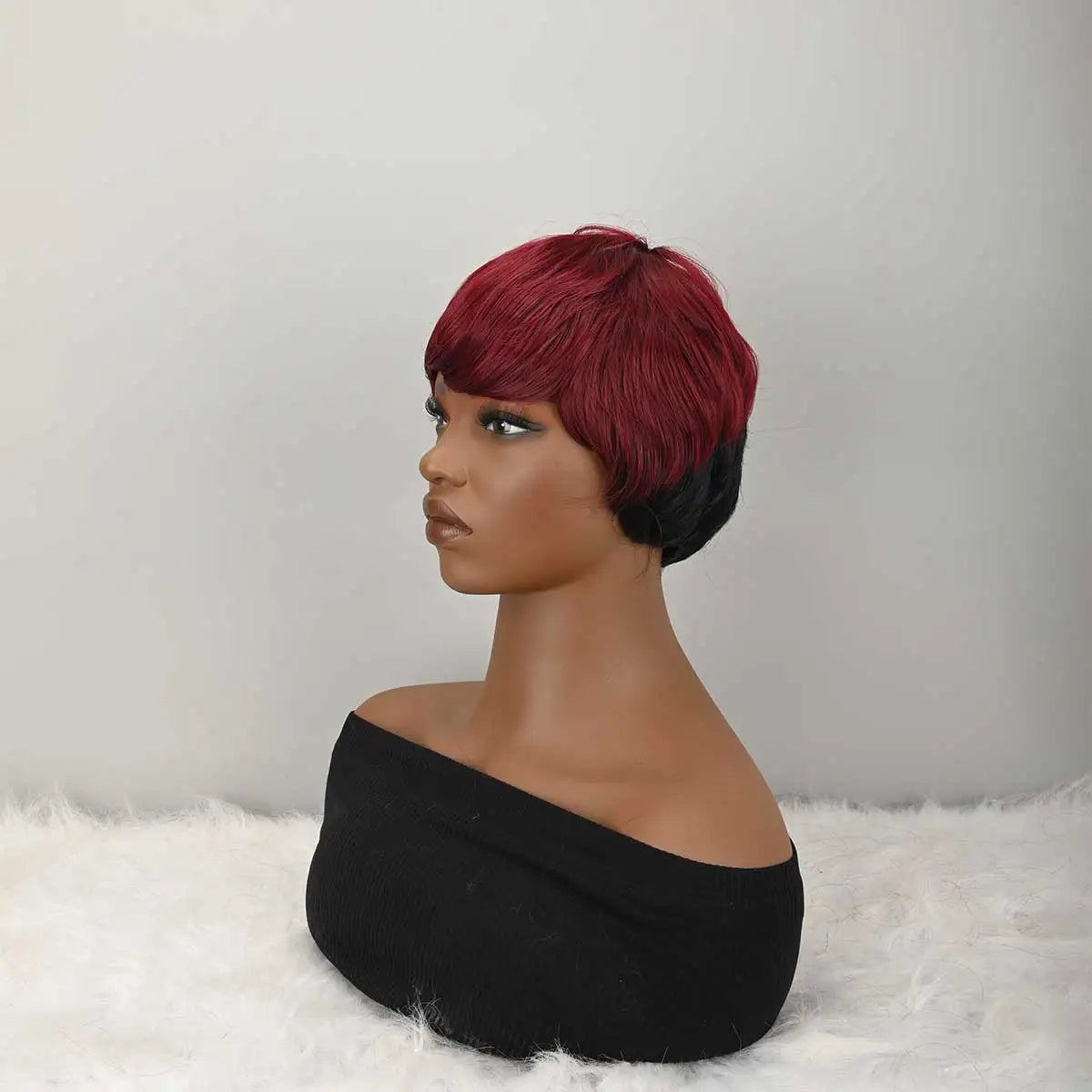 Pixie cut Wig for women Synthetic Short Layered with Natural Black And Red Color fashion wig