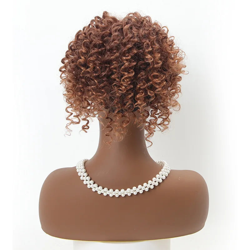 SQRDGQ Synthetic Hair Topper Kinky Curly Hairpiece False Bang Clip-In Bangs Natural Clourse Hairpiece for Women