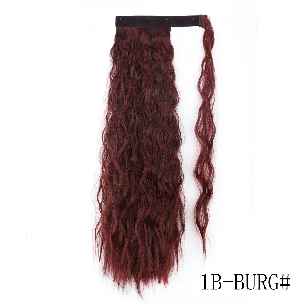 LISI GIRL Synthétique 22/34 Pouces Queue de Cheval enroulée Extensions de Cheveux Bouclés Afro Longs Postiches Queue de Cheval Faux Cheveux Résistant à la Chaleur