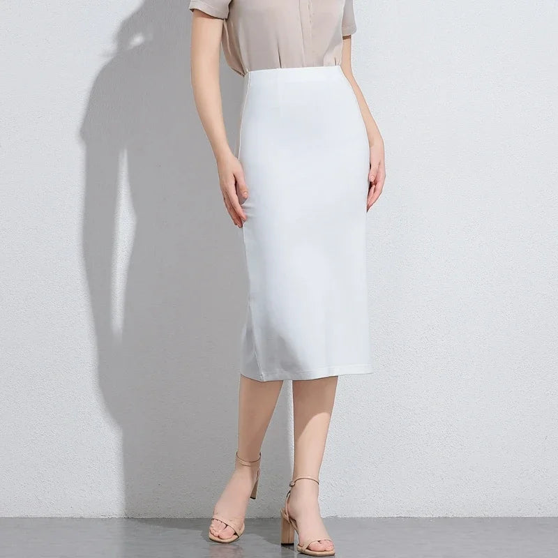 Women Elegant OL Bodycon Skirts Office Faldas Saia Work Slim Fit Jupe Autumn Fashion High Waist Solid Knee-length Skirt