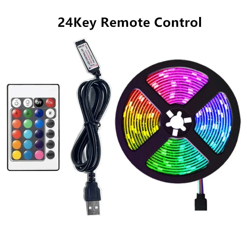 Tira de luces LED RGB de retroiluminación para TV, USB 5V SMD 5050, control remoto y por aplicación, sincronización de música, cinta flexible para decoración de habitaciones y videojuegos