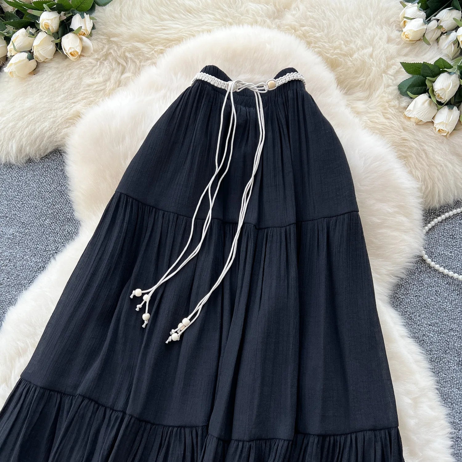 Skirts Women Long Skirt A Line Slim Fit Streetwear High Elastic Waist Elegant Splice Y2k Work Beach Work Casual Summer