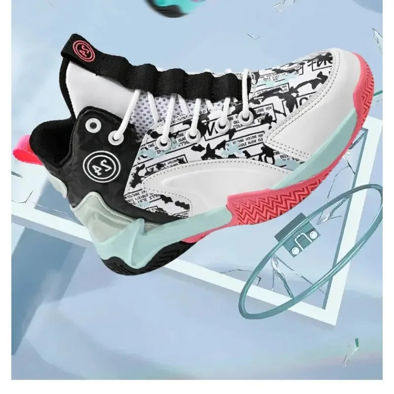 Kids Basketball Shoes Youth High Top Sneakers Boys Girls Lightweight Breathable,Ankle Support Non Slip Toddler Shock Absorption