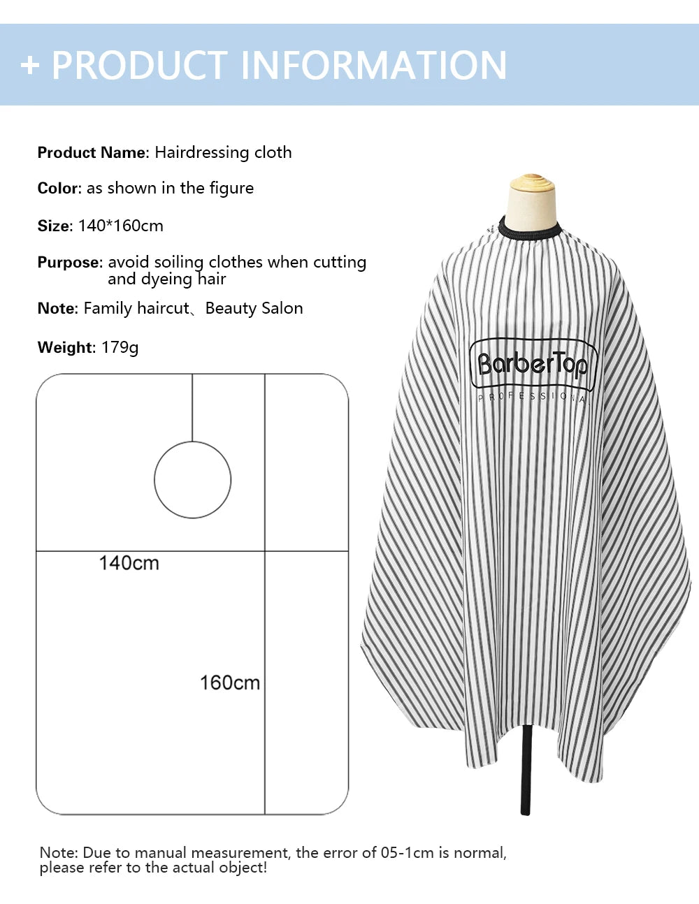 Barber Hairdressing Aprons Stripe Pattern Waterproof Cloth Barbershop Non Stick Hair Haircutting Capes Salon Styling Accessories
