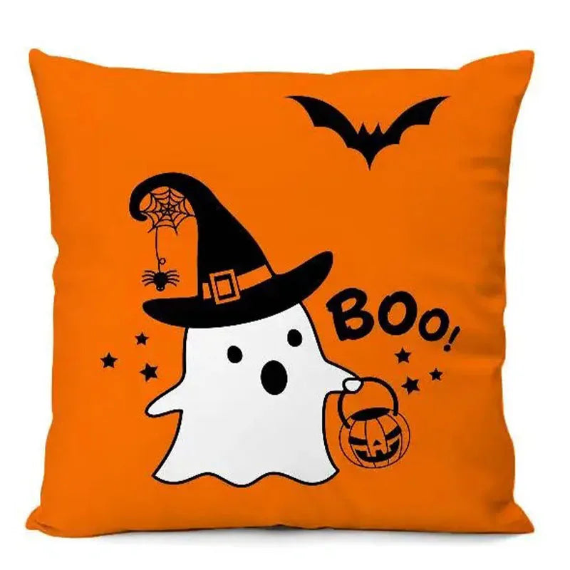 Halloween Cute Ghost Small Ghost Printed Cushion Cover Sofa Decoration Home Printing Cute Cushion Cover Festival Home Decoration
