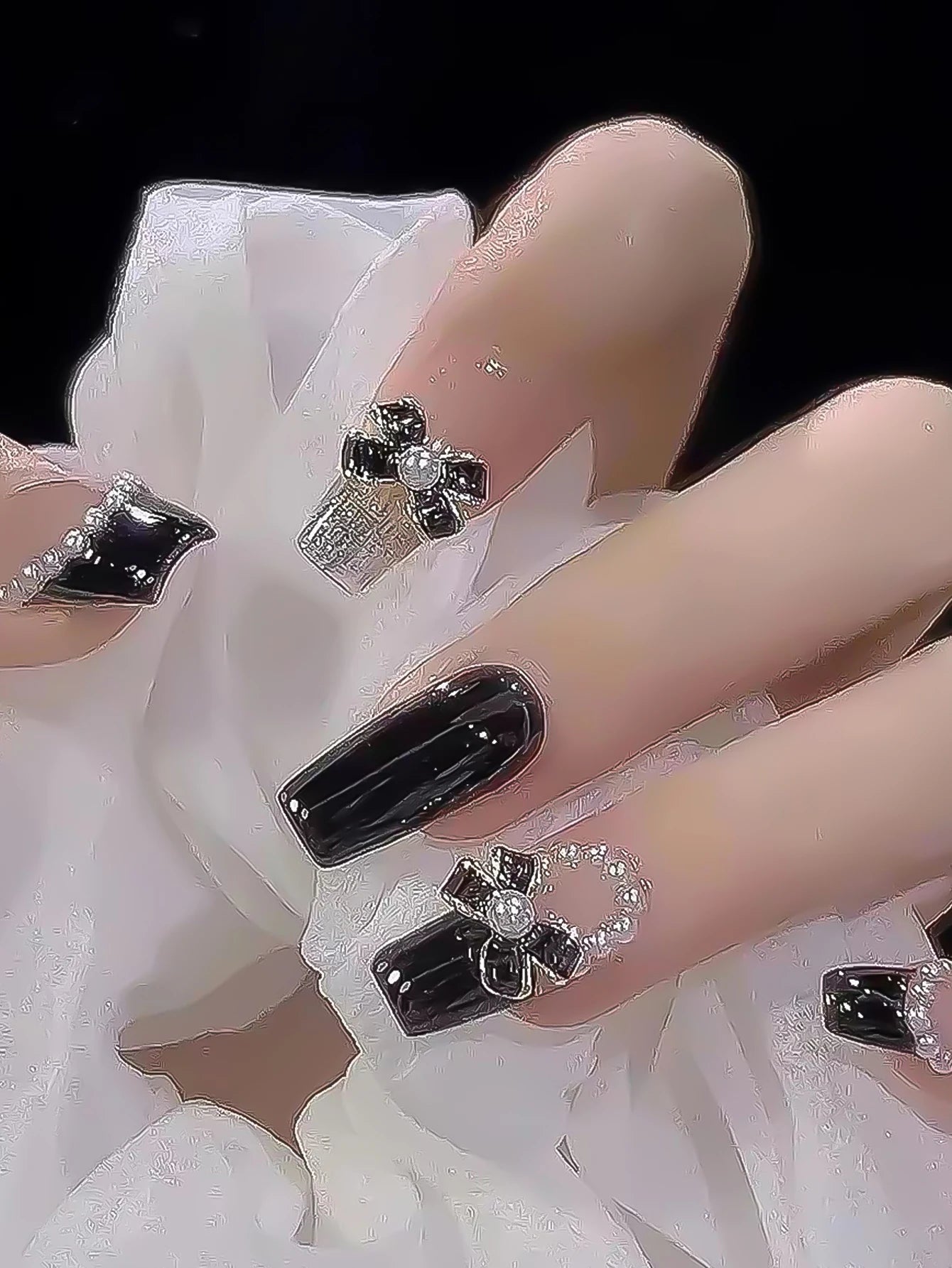 Light Pink Fake Nails with White Tip Ultra-flexible Long Lasting Fake Nails for Stage Performance Wear MIAO-US