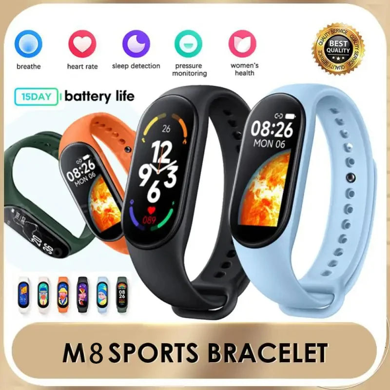 Smart Bracelet Multi-Function Heart Rate Blood Pressure Monitor Step Music Sleep Monitoring M8 Smart Fitness Sports Watch