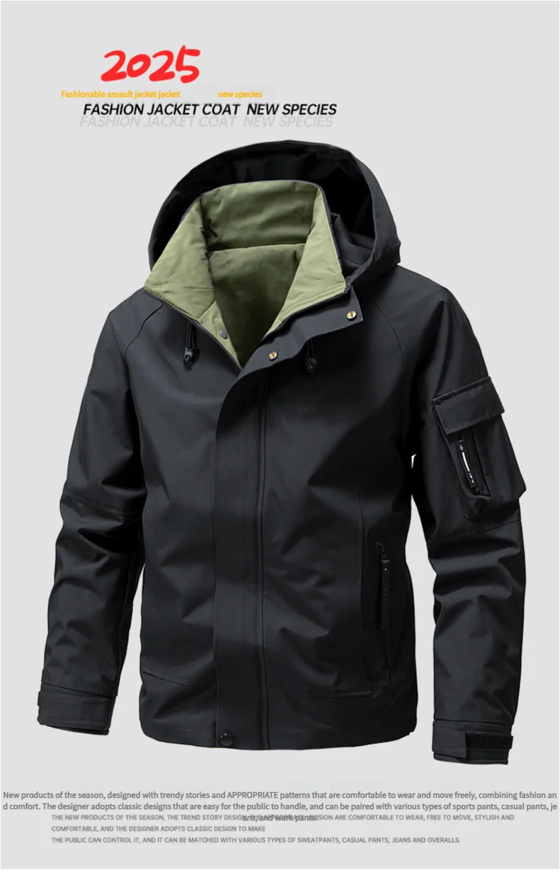 Men's three anti-punching jacket new jacket men's spring and fall fashion tide hooded workwear handsome casual versatile