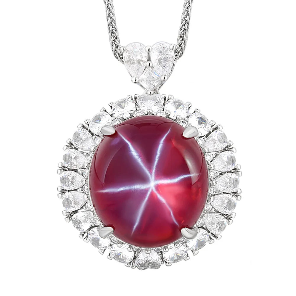Women's Fine Jewelry Set Retro Lab Ruby Gemstone Necklace Pendant Ring Stud Earrings Wedding Party Accessories Anniversary Gift