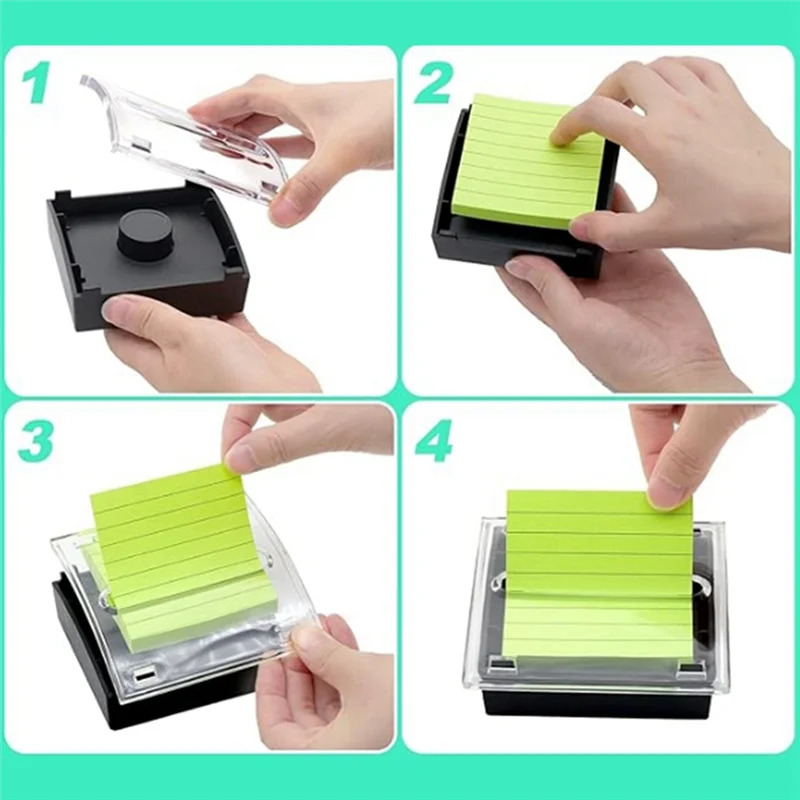 B50B--Up Notes Dispenser Black Base Clear Top Sticky Notes Holder For 3X3 Inch Sticky Notes School Office Home Accessories