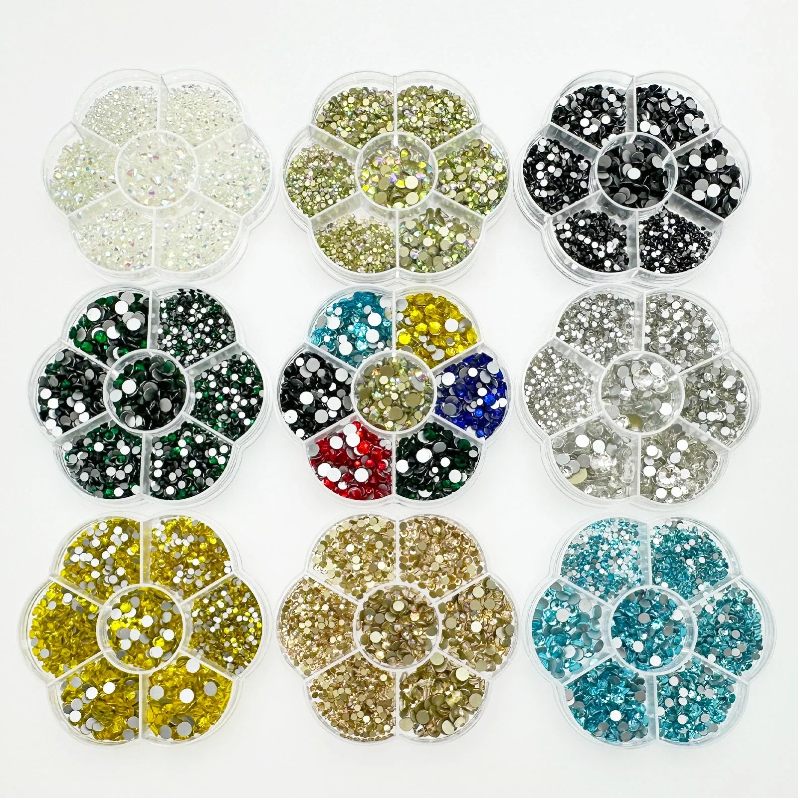 2100pcs Nail Art Rhinestones Flat Back AB White Glass Facial Rhinestones Treasure Flatback Nail Art Decorations