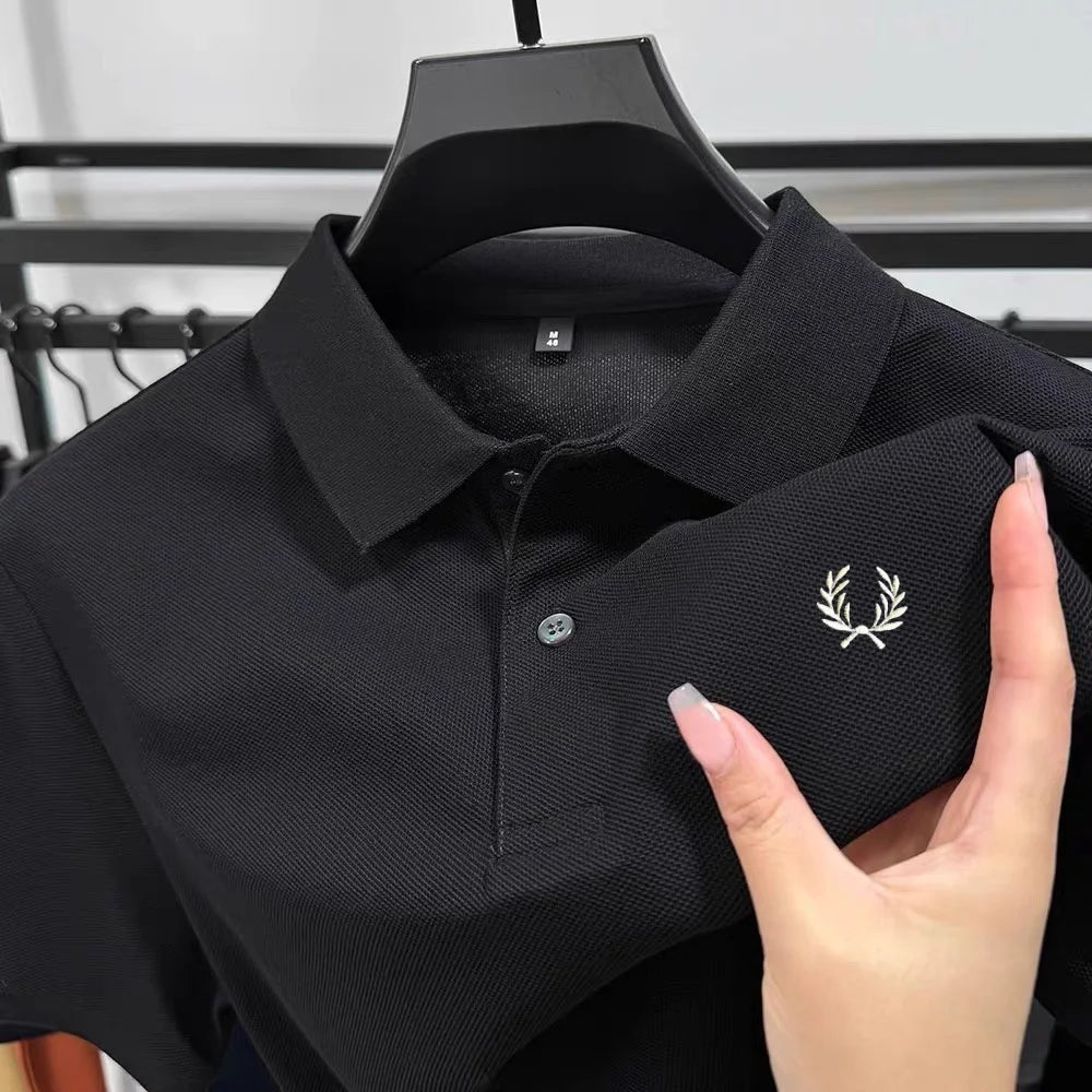 Luxury brand 100% cotton short sleeve men's polo shirt summer high-end fashion classic embroidery business casual golf T-shirt