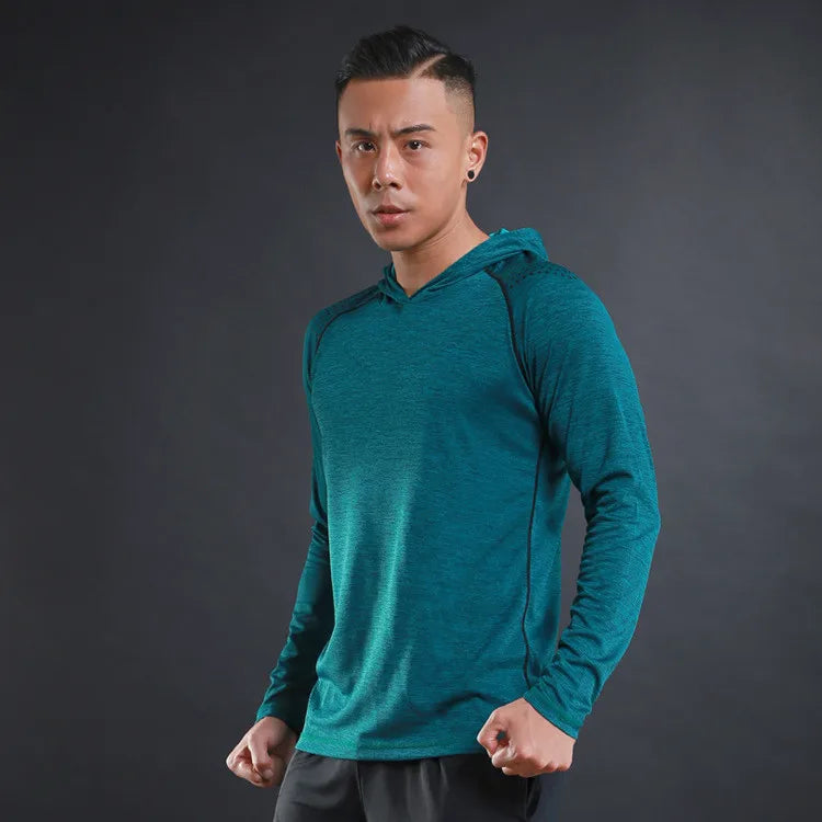 Men Hoodies Summer Running Fitness Casual Hooded Quick Dry Sweatshirts Solid Pullover Shirts with Hood Outdoor Gym Hoodie Man