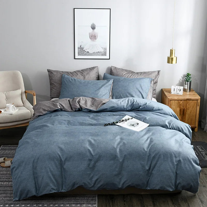 2/3pcs Set Soft Bedding Duvet Cover Set Green/Blue Light-weight Comforter Cover with Zipper Closure, Envelop Pillowcase