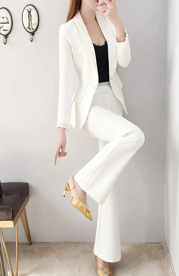 White Trousers Suits Office Blazer and Baggy Professional Women's 2 Pant Set Outfits Two Pieces Sets Pants for Woman Tailor Xxl