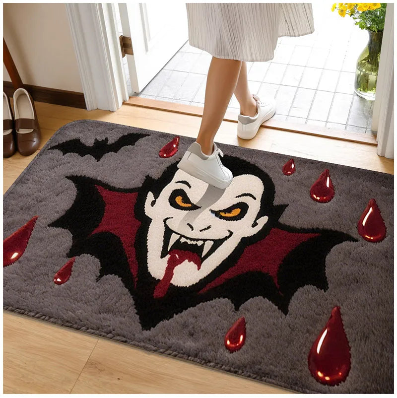 Drip blood element door mat, bedroom anti slip foot mat, shower room small carpet, absorbent foot mat, machine washable