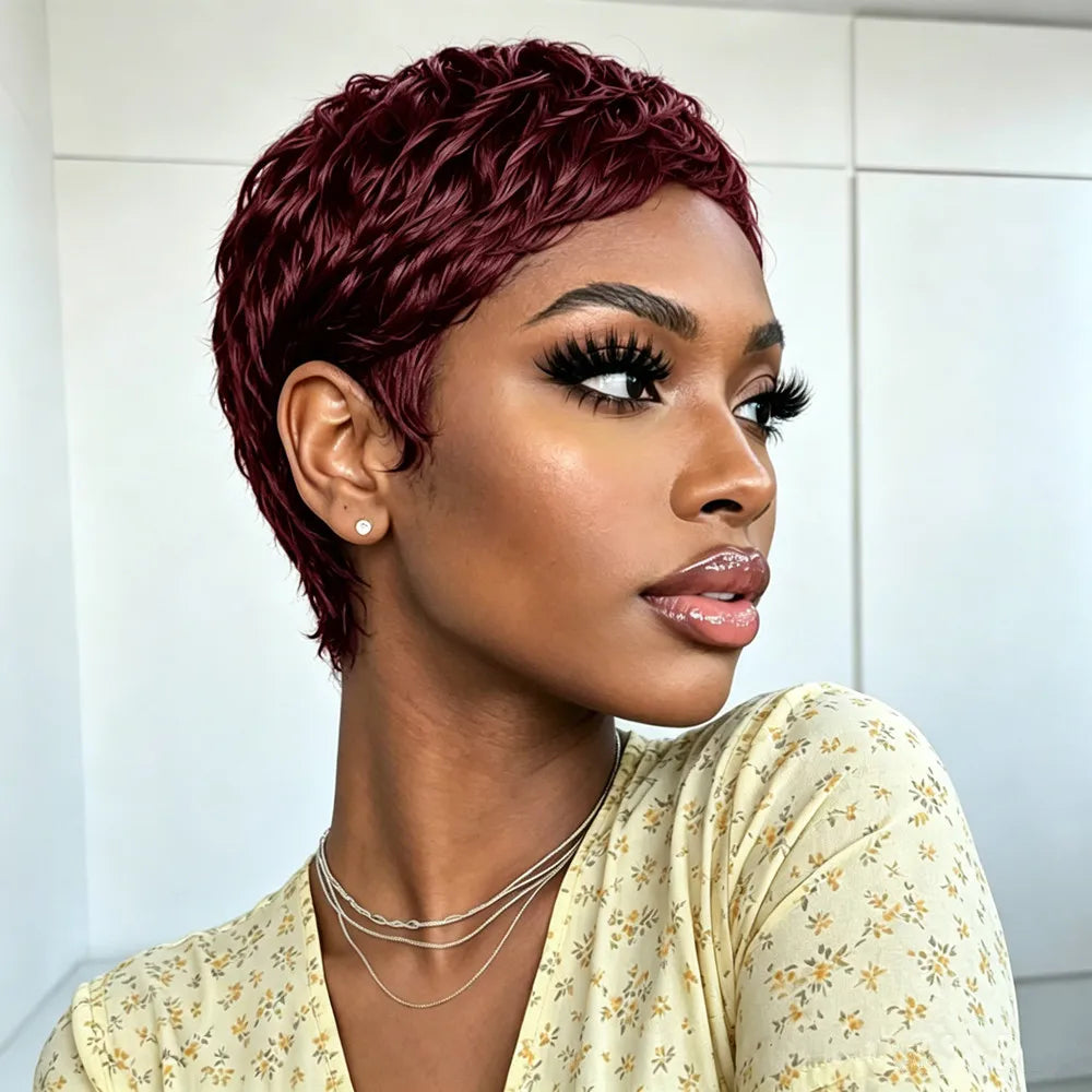 pixie cut short layered human hair wigs for women gift wig pixie cut wig pixie wig 4inch 150% density human hair wigs machine made 30 color