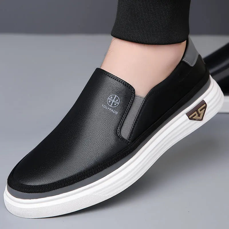 Men’s Genuine Leather Slip-On Sneakers