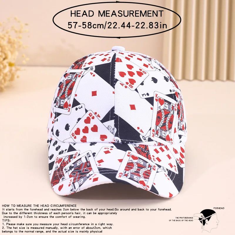 Spring/Summer Fashion Poker Baseball Hat Soft Top Hip Hop Print Duck Tongue Hat Unisex Pop Sunshade Duck Tongue Cap