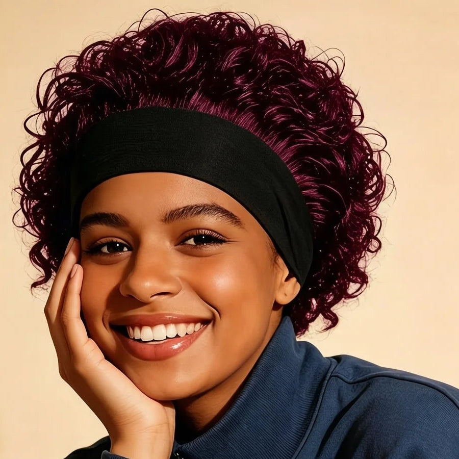 Curly Headband Human Hair Wig