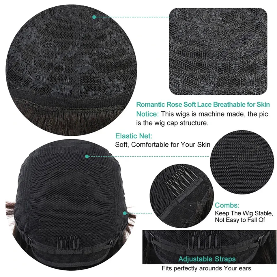 #1B Peluca rizada corta estilo Pixie para mujer, peluca rizada negra natural de cabello humano Remy peruano, peluca Bob hecha a máquina completa, densidad del 150%
