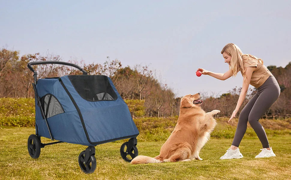 ﻿ Wedyvko Medium or larger Pet Stroller 4-Wheel Dog Travel Stroller Jogger for Cat Pet Suplies Outdoor carrinho de bebe