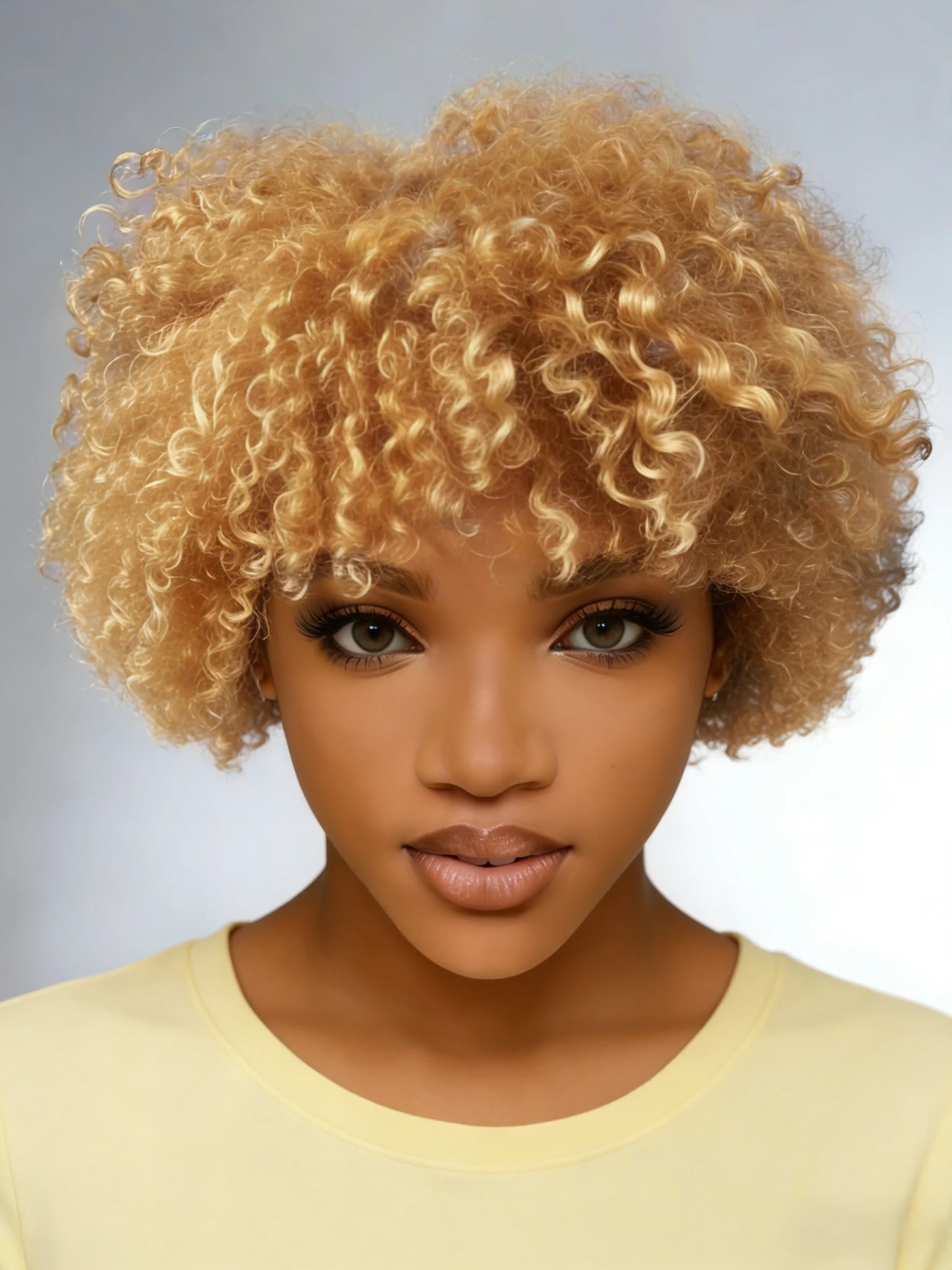 Pixie Cut Wig Human Hair Short Curly Layered Hair With Bangs For Women Short Hair Wig Full Machine-Made Wig ﻿