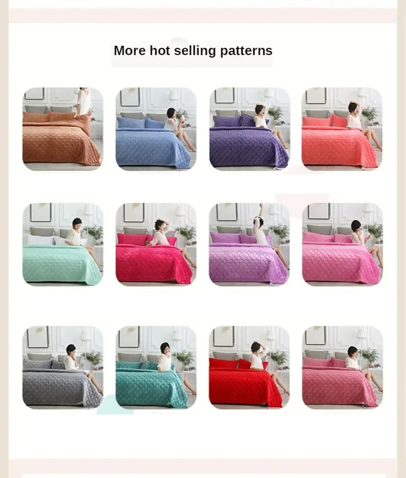 1PC Luxury Bed Cover Thickened Anti-Slip Bed Solid Color Warm Quilted Bedspread Bedding Velvet Comforter Short Plush Sofa Towel