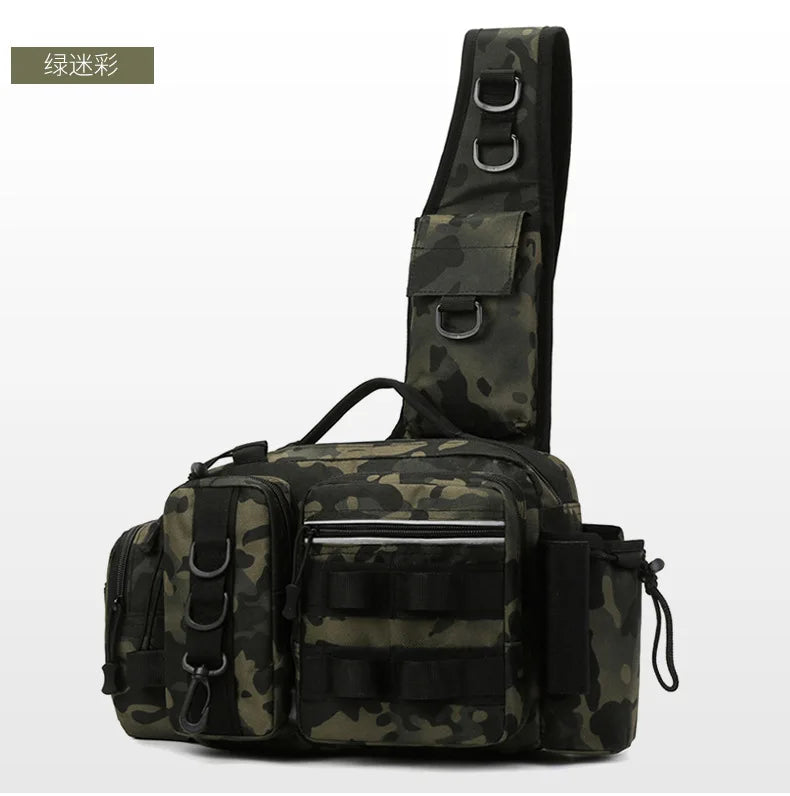 Fishing Tackle Backpack Lure Box Gear Storage Bag Fanny Pack for Men Fly Fishing Backpack with Rod Holder Sling Shoulder Bag