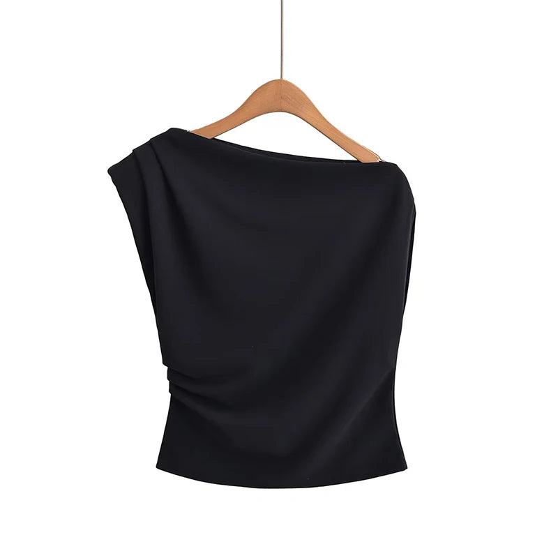 Women's Tops T-shirt Summer New Chic Slim Ruched Fashion Joker Summer T-shirt Tops Women's Street Fashion Youth Travel Tops