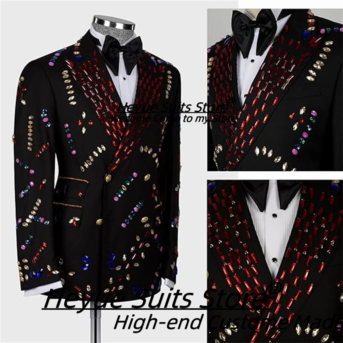 Elegant Customized Luxuly Prom Men Suits High-end Groom Wedding Tuxedos 2 Pieces Sets Party Male Blazers Business Costume Homme