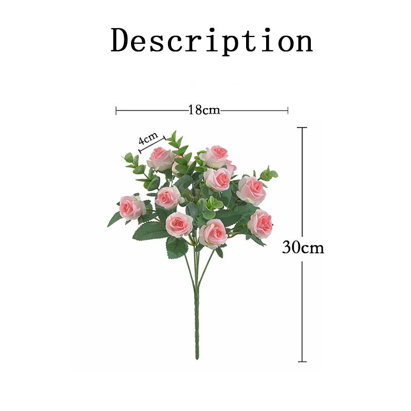Artificial Flowers Vases Home Decor Outdoor Garden Festival Eucalyptus Leaves Fake Plants Wedding Party Silk Roses Bouquet Cheap